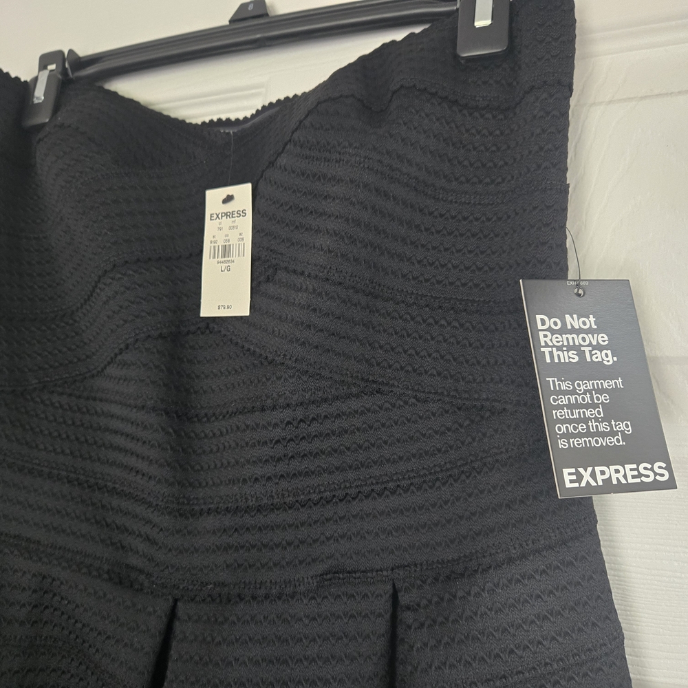 Express Black Textured Strapless Mini Dress